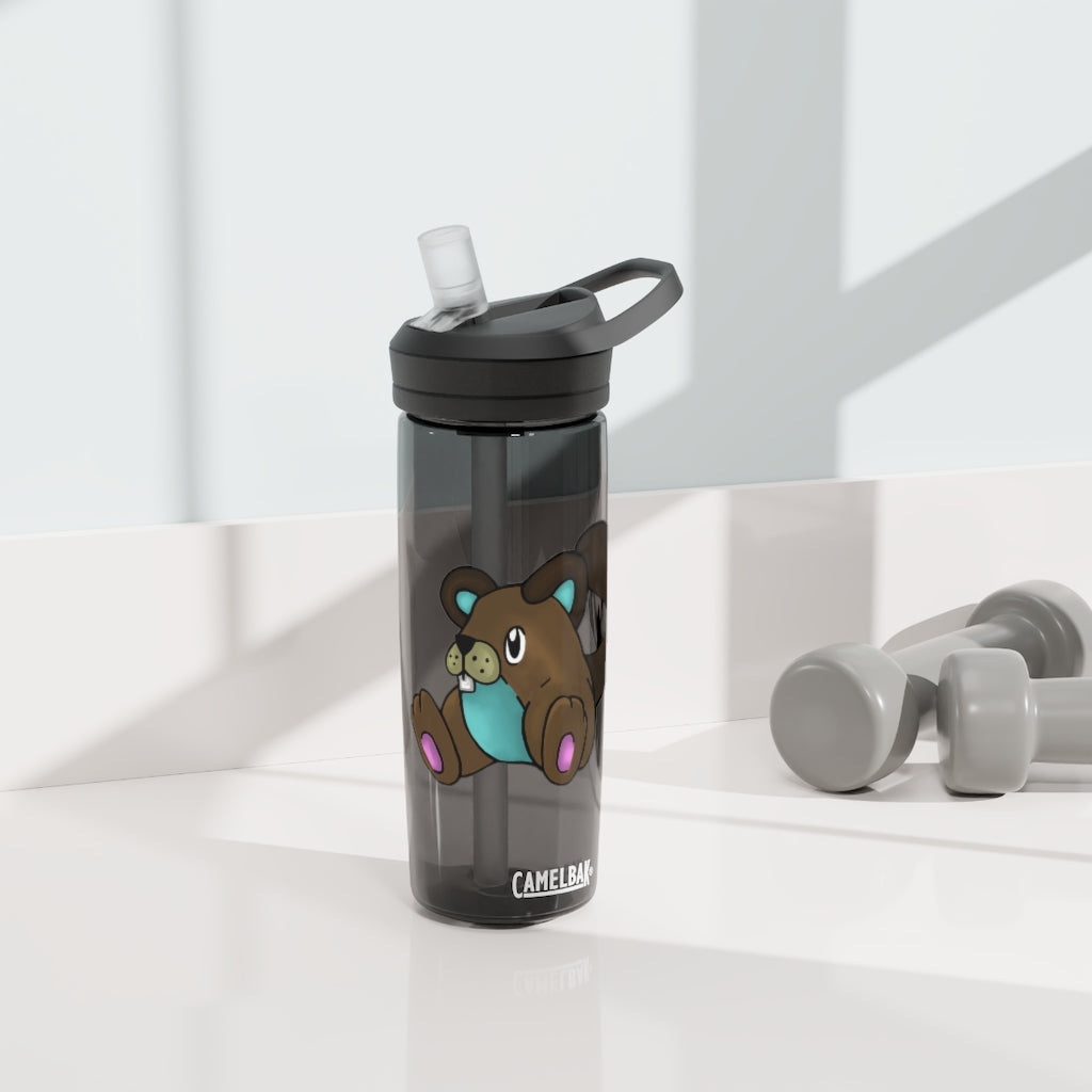 Personalized CamelBak Eddy® water bottle in 20oz and 25oz sizes, made from durable Tritan™ material, featuring a spill-proof biting valve.